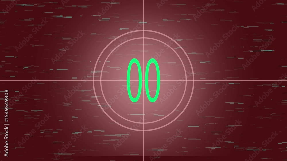Poster countdown timer with glitch effect number two on a red backdrop