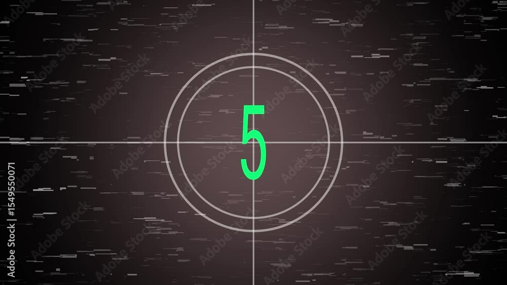 Poster retro countdown with glitch effect number seven for motion graphics and digital media projects