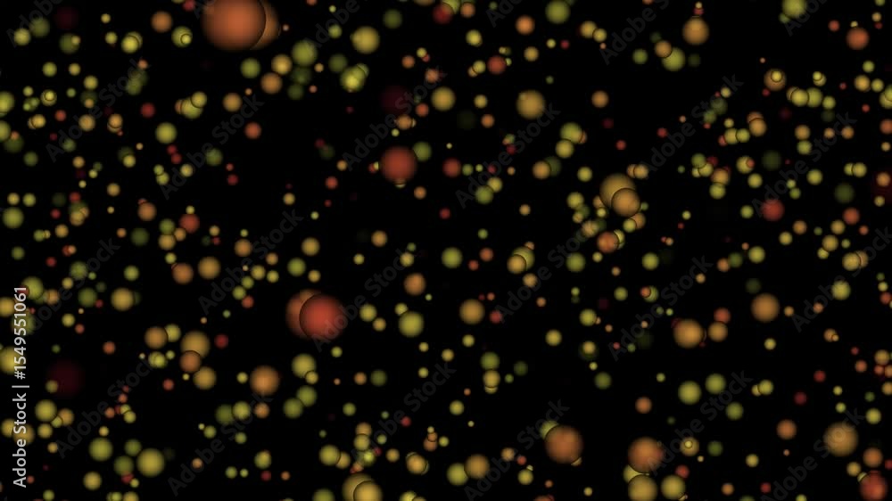 Poster Abstract animation of floating spheres with bokeh effect against black background