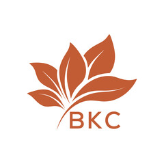 BKC Minimalist Leaf Logo Design with Text BKC, Botanical Nature Logo with Leaves in Brown, BKC Later Logo, Abstract Floral Logo for Natural Products.
