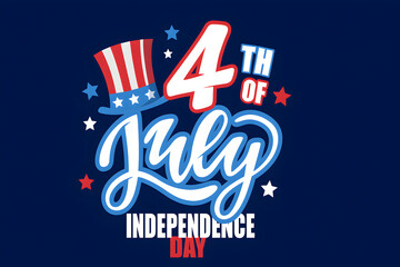 Fourth of july independence day design with hat and stars on blue background