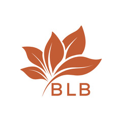 BLB Minimalist Leaf Logo Design with Text BLB, Botanical Nature Logo with Leaves in Brown, BLB Later Logo, Abstract Floral Logo for Natural Products.
