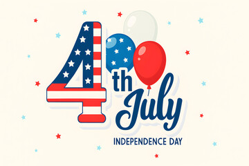 Fourth of july independence day design with balloons and stars on white