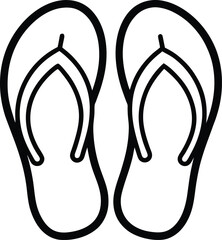 flip flops or flip-flop, slipper flip-flop, sandal flip-flop signs. Flat and line art or outline style icon. Vector illustration isolated on a transparent background