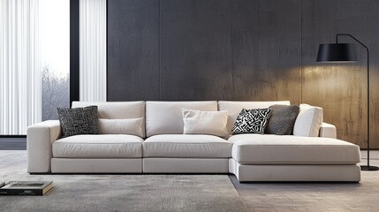 A modern sectional sofa in a contemporary living room.