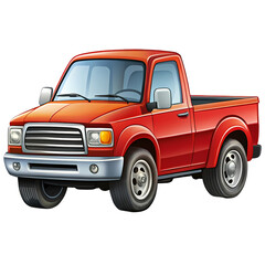 Red Pickup Truck Illustration isolated on transparent bacckground