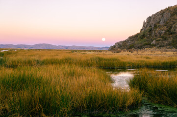 Sunset in the Uros Islands, Lake Titicaca, Peru