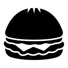 Burger Icon: A graphic illustration of a burger, rendered in simple black and white, captures the essence of this fast-food staple.