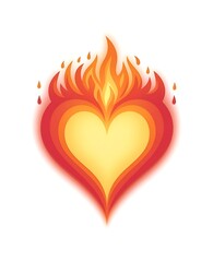 Flaming Heart Symbolizing Burning Passion and Devotion
