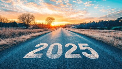 Aspiring roadway leading into 2025 at sunset