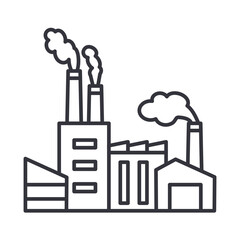 factory with chimneys icon, ideal for environmental topics, industry reports, manufacturing infographics, or energy-related content - vector illustration