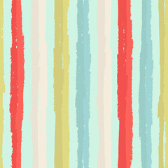 Seamless repeating pattern with hand drawn multicolored uneven stripes with ragged edges for surface design and other design projects