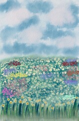 watercolour painting flowers garden