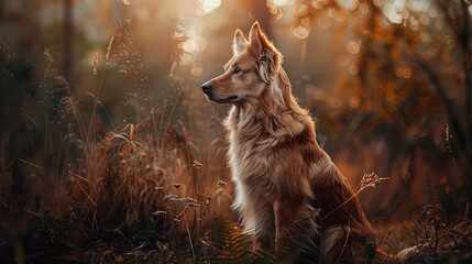 close up of a dog in the forest, dog in nature