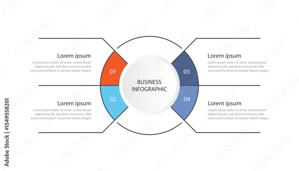 Aufkleber business template presentation. management planning concept. 4 step process infographic vector eleme