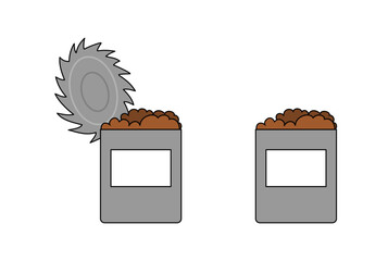 Tin can filled with dog or cat food, with blank label - vector