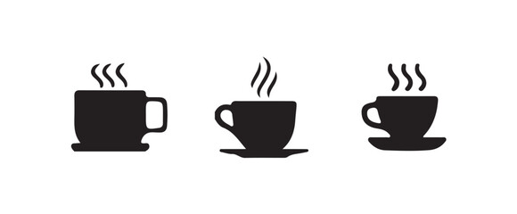 Cup of tea icon set, Hot cup beverage vector icon set. Tea or coffee cups icons, vector illustration eps 10.