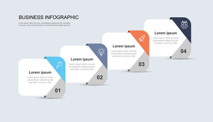 Business template presentation. Management planning concept. 4 step process infographic vector element 