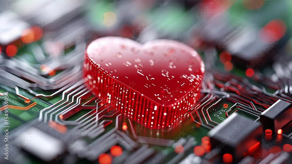 Aufkleber heart-shaped circuitry: symbolizing technology and emotion in modern tech design