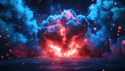 Fiery, vibrant cloud explosion