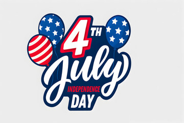 Fourth of july independence day lettering with balloons