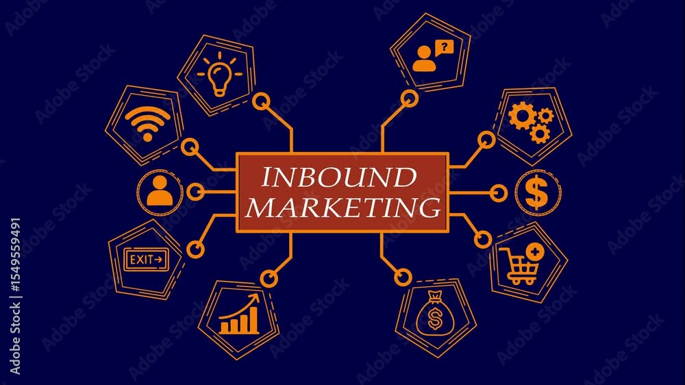 Poster digital transformation concept visualized with connected icons illustrating business and technology 