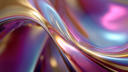 Iridescent Metallic Fluid Waves Background for Modern Design