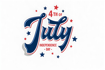 Fourth of july independence day text with stars isolated on white