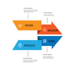 Business template presentation. Management planning concept. 4 step process infographic vector element 