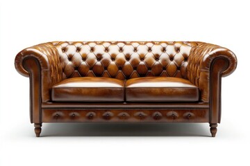Classic leather sofa, tufted back