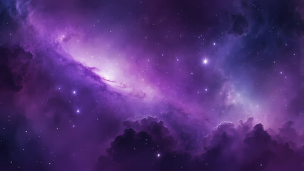 Fototapeta premium Nebula Galaxy Purple Swirls with Stars and Clouds Space Background