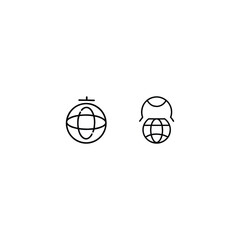 Vector art of globe and international network icons isolated on white background