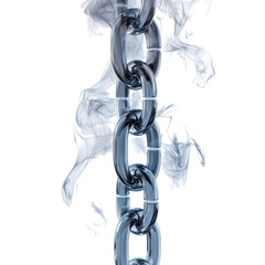 Chain links with smoke effect isolated on a transparent background, cutout PNG