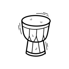Hand Drawn Djembe Illustration. Doodle Vector. Isolated on White Background - EPS 10 Vector