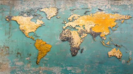 Blue and Green World Map