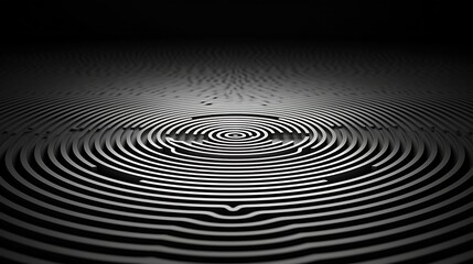 Concentric ripples formed from minimal white binary code on a pitch-black surface, gently fading toward the edges.