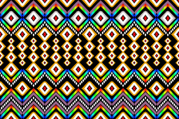 Abstract geometric design of ethnic, western fashion for Pakistani, Indian, Arab rugs, fabric, clothing, rugs, vector illustration, embroidery style, seamless, and wallpaper.
