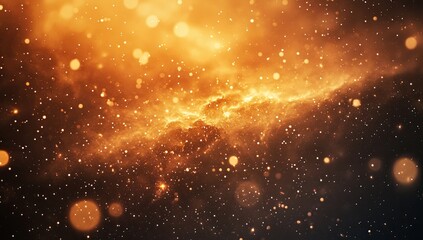 Fiery nebula, cosmic dust, golden glow