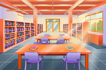 School Library Interior Background