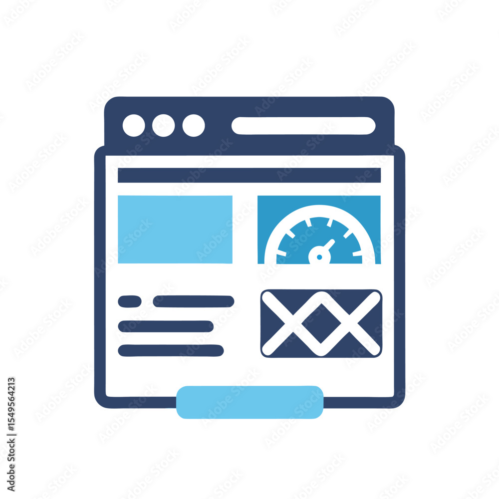 Poster website speed test results displayed on a blue and dark blue webpage interface showing a speedometer