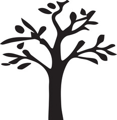 Naklejka premium Tree Silhouette Vector - Black Tree Icon on White Background for Nature Logos, Wall Art & Eco-Friendly Designs
