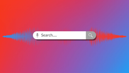 Search bar on vibrant gradient background with sound wave