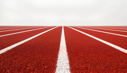 Athletic Red Running Track with Crisp White Lanes