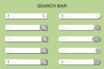 Search bar design collection in flat style on green background