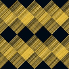 Golden diamond seamless repeating pattern on dark background. Geometric abstract luxury background. Seamless modern pattern with diagonal golden lines