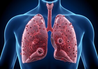 Understanding lung disease and respiratory illness concept with virus cell infection illustration animation