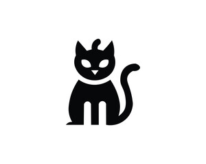 Bold cat silhouette icon for brand identity