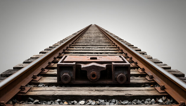 Old Rusty Train Tracks Stretching into Horizon
