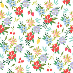 Floral colorido com fruta