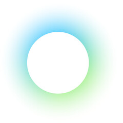 Round frame with light gradient. Holographic soft glowing border design. Modern rainbow geometric blurred template. Pastel futuristic round transparent template.